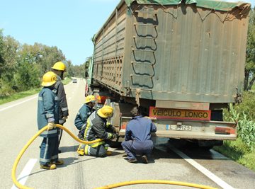 Camião incendeia-se na EN 114 perto de Raposa