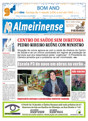 O Almeirinense de 15 de janeiro já nas bancas O Almeirinense de 15 de janeiro já nas bancas