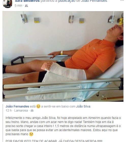 Atleta dos 20 kms de Almeirim atropelado Atleta dos 20 kms de Almeirim atropelado